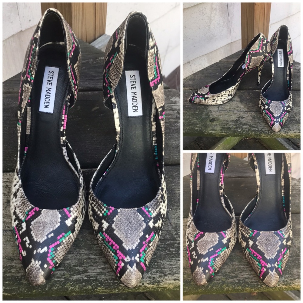 Multi-Color Bypass Snake Print Heels - image 1